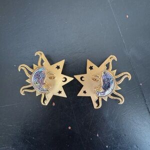 Vintage 80s Gold Sun and Moon Earrings